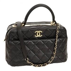 Chanel Lambskin Quilted Medium Trendy CC Bowling Bag Black Gold Hardware